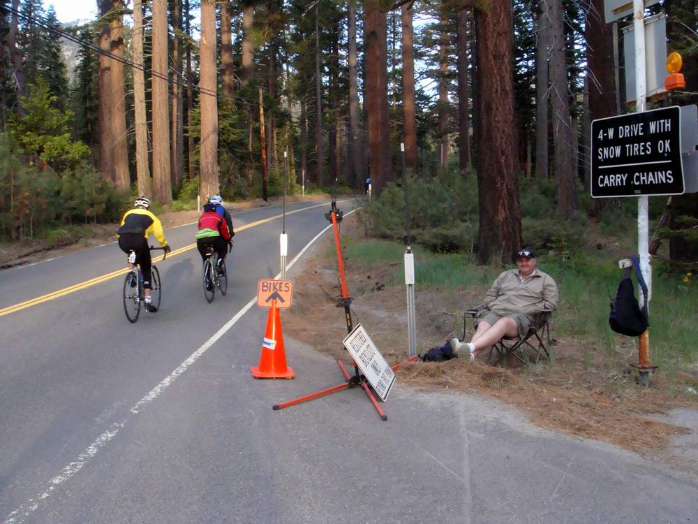 "Double-Duty Ken" keeps an early morning eye at road closure
